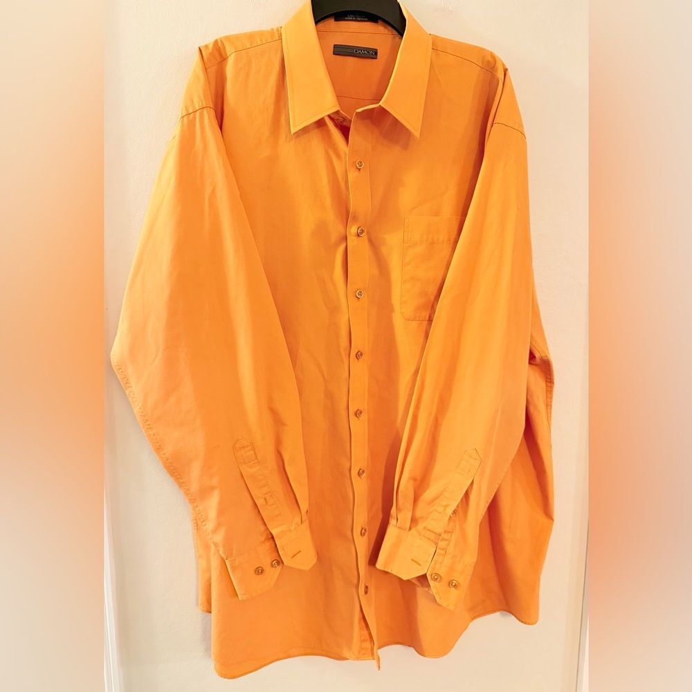 Damon Men’s Big & Tall Orange Collared Button Down Dress Shirt